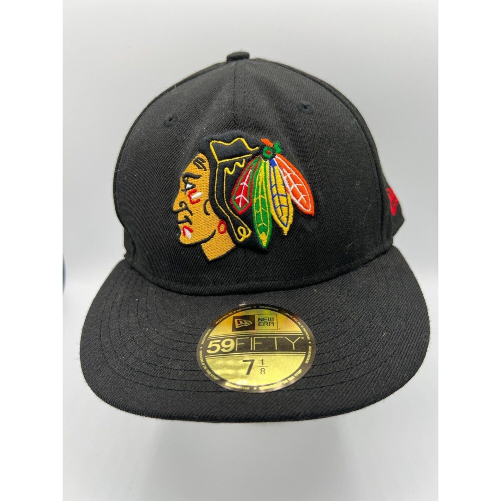 New Era 59FIFTY Chicago Blackhawks Team Basic Fitted Hat - Black - Size 7 1/8